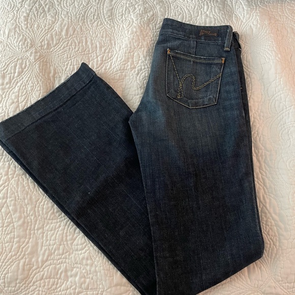 Citizens of Humanity Faye #003 low waist full leg stretch Dark Blue Women Jeans - Picture 1 of 6